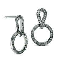 0.33 CT. T.W. Diamond Twist Loop and Circle Drop Earrings in Sterling Silver