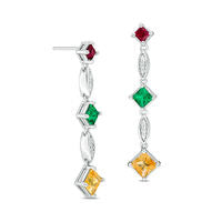 Citrine, Lab-Created Emerald and Ruby with Diamond Accent Drop Earrings in Sterling Silver