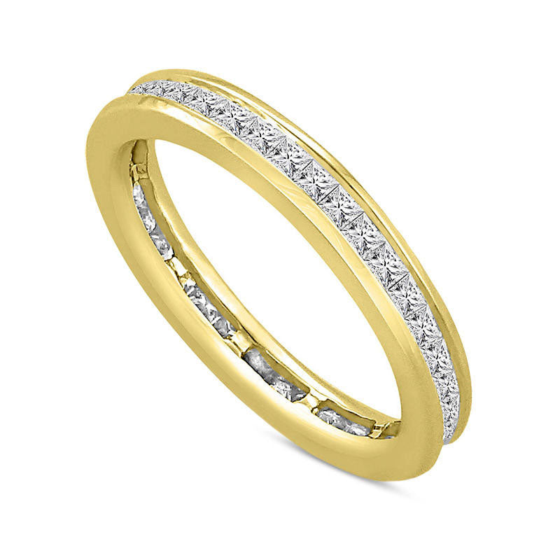 Ladies 1.0 CT. T.W. Princess-Cut Natural Diamond Eternity Channel Set Wedding Band in Solid 14K Gold