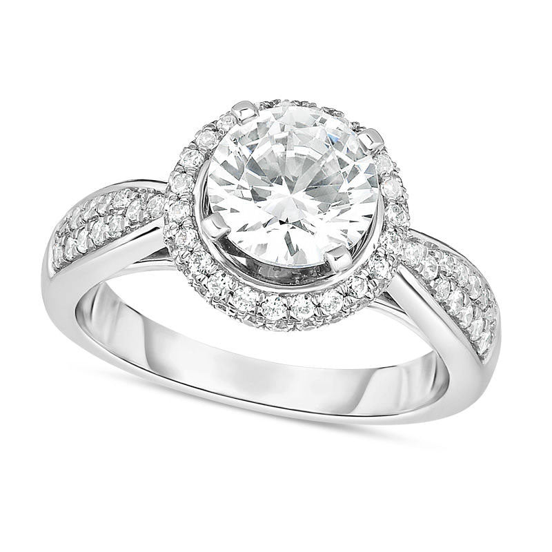 2.0 CT. T.W. Natural Diamond Frame Engagement Ring in Solid 14K White Gold