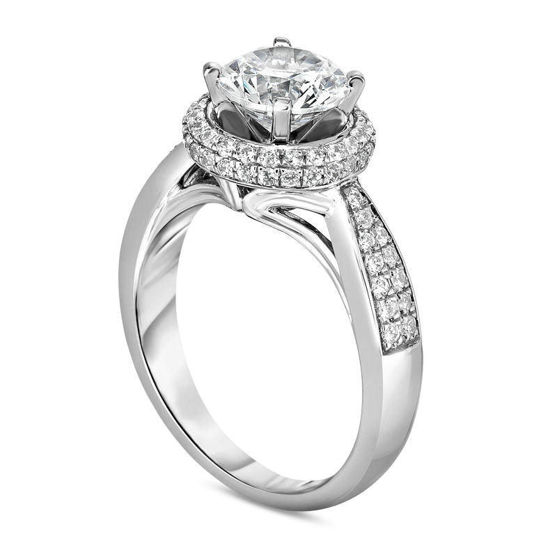 2.0 CT. T.W. Natural Diamond Frame Engagement Ring in Solid 14K White Gold