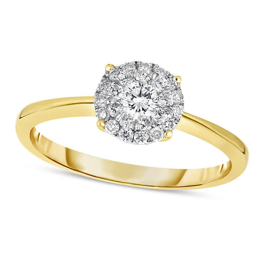 0.33 CT. T.W. Natural Diamond Double Frame Engagement Ring in Solid 10K Yellow Gold