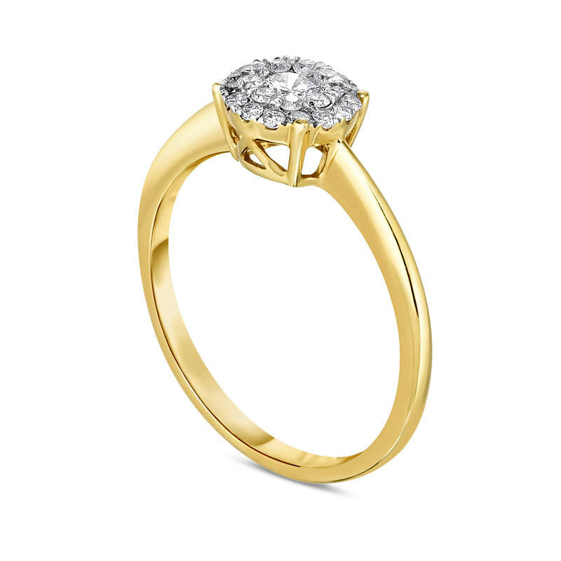 0.33 CT. T.W. Natural Diamond Double Frame Engagement Ring in Solid 10K Yellow Gold