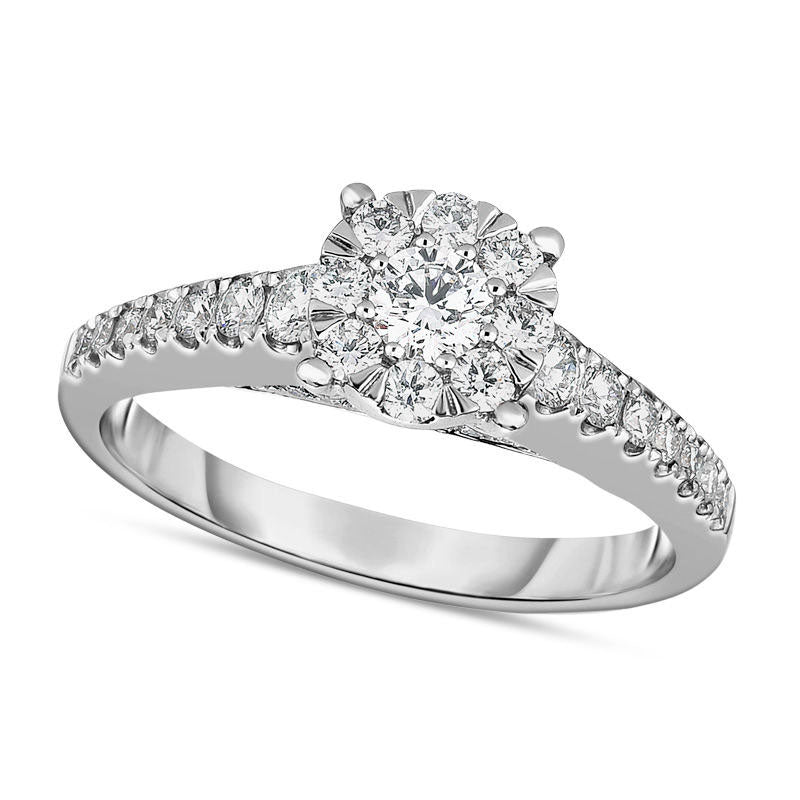 0.63 CT. T.W. Natural Diamond Frame Engagement Ring in Solid 10K White Gold