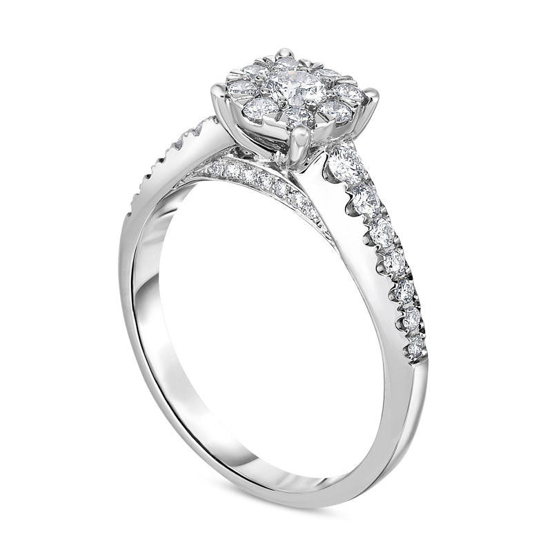 0.63 CT. T.W. Natural Diamond Frame Engagement Ring in Solid 10K White Gold