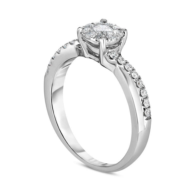 0.50 CT. T.W. Natural Diamond Frame Twist Shank Engagement Ring in Solid 10K White Gold