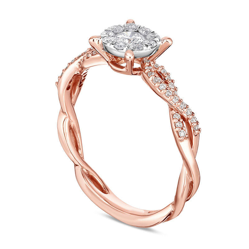 0.33 CT. T.W. Natural Diamond Frame Twist Shank Engagement Ring in Solid 10K Two-Tone Gold