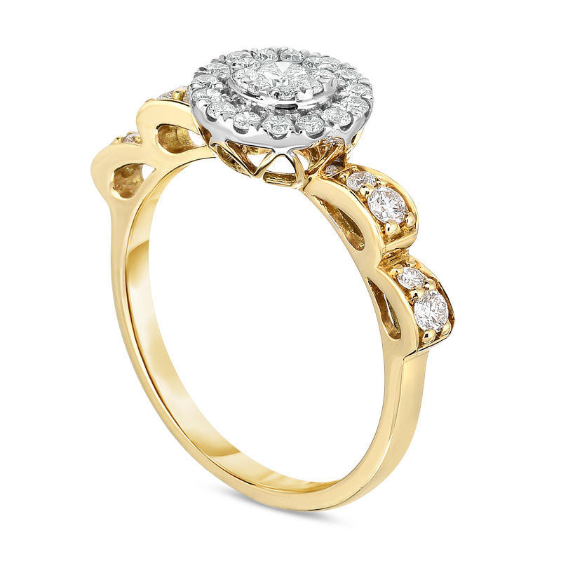 0.50 CT. T.W. Composite Natural Diamond Ribbon Shank Engagement Ring in Solid 10K Two-Tone Gold