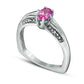 Oval Lab-Created Pink Sapphire and Diamond Accent Antique Vintage-Style Ring in Sterling Silver