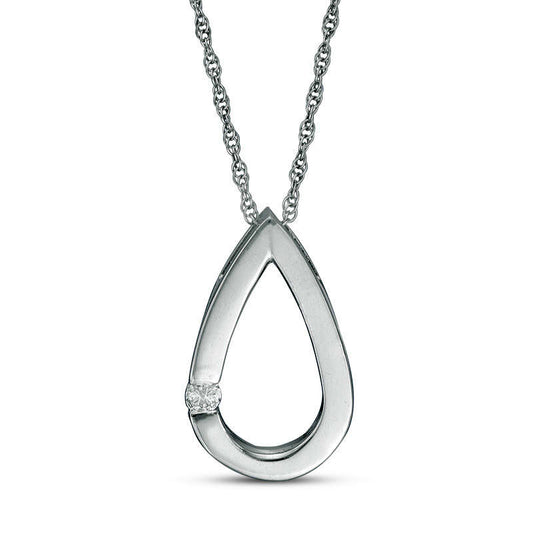 Natural Diamond Accent Teardrop Pendant in 10K White Gold