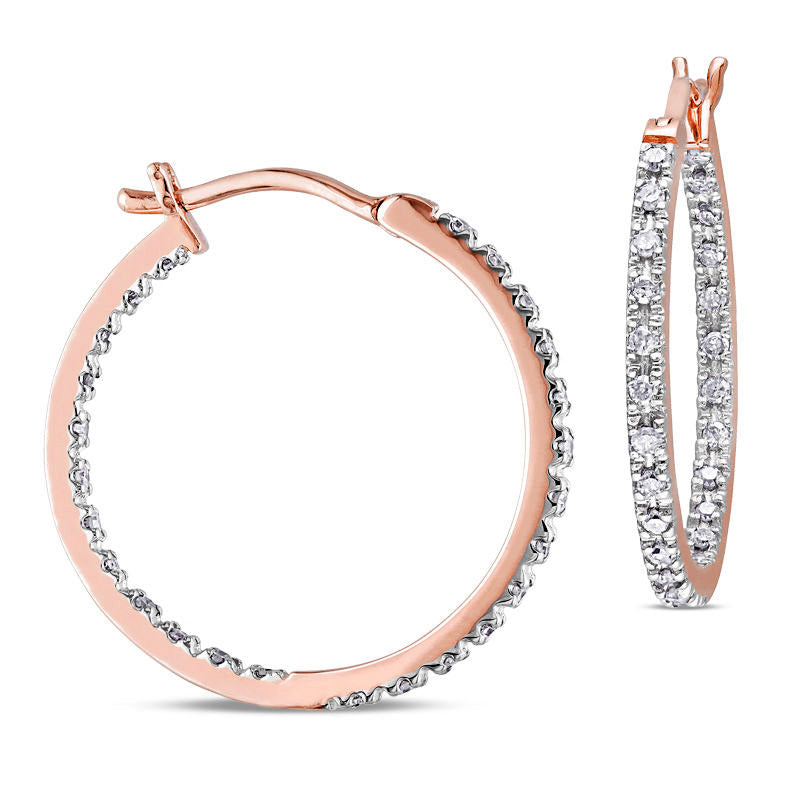 0.25 CT. T.W. Diamond Inside-Out Hoop Earrings in 10K Rose Gold