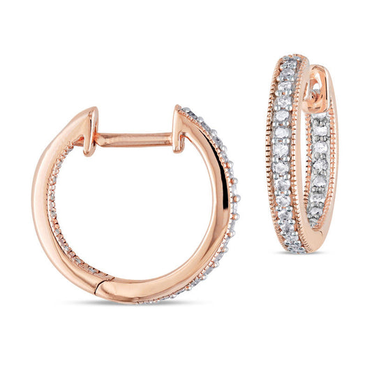 0.25 CT. T.W. Diamond Inside-Out Vintage-Style Huggie Hoop Earrings in 14K Rose Gold