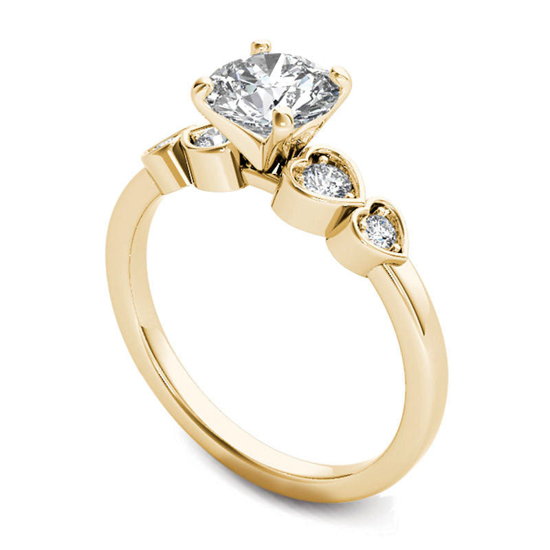 1.0 CT. T.W. Natural Diamond Heart-Side Engagement Ring in Solid 14K Gold