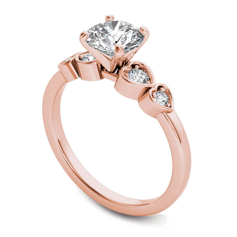 1.0 CT. T.W. Natural Diamond Heart-Side Engagement Ring in Solid 14K Rose Gold