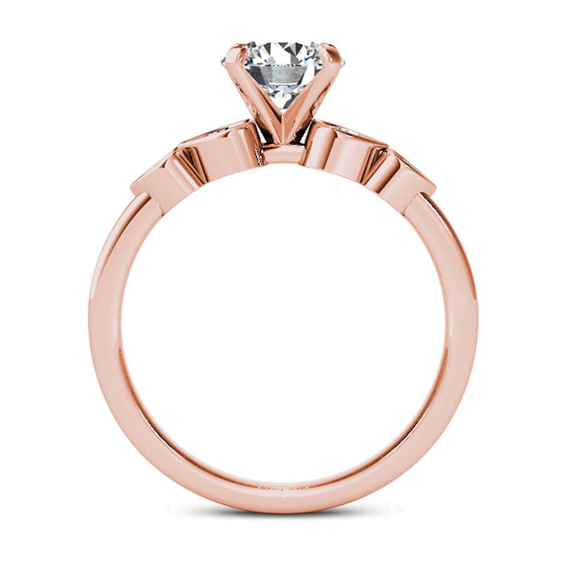 1.0 CT. T.W. Natural Diamond Heart-Side Engagement Ring in Solid 14K Rose Gold