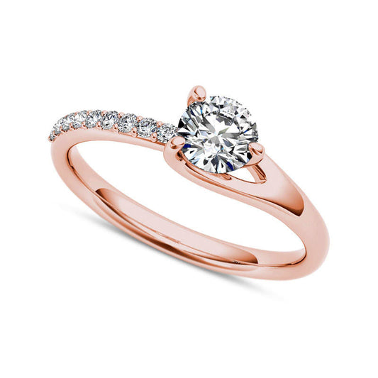 1.0 CT. T.W. Natural Diamond Bypass Engagement Ring in Solid 14K Rose Gold