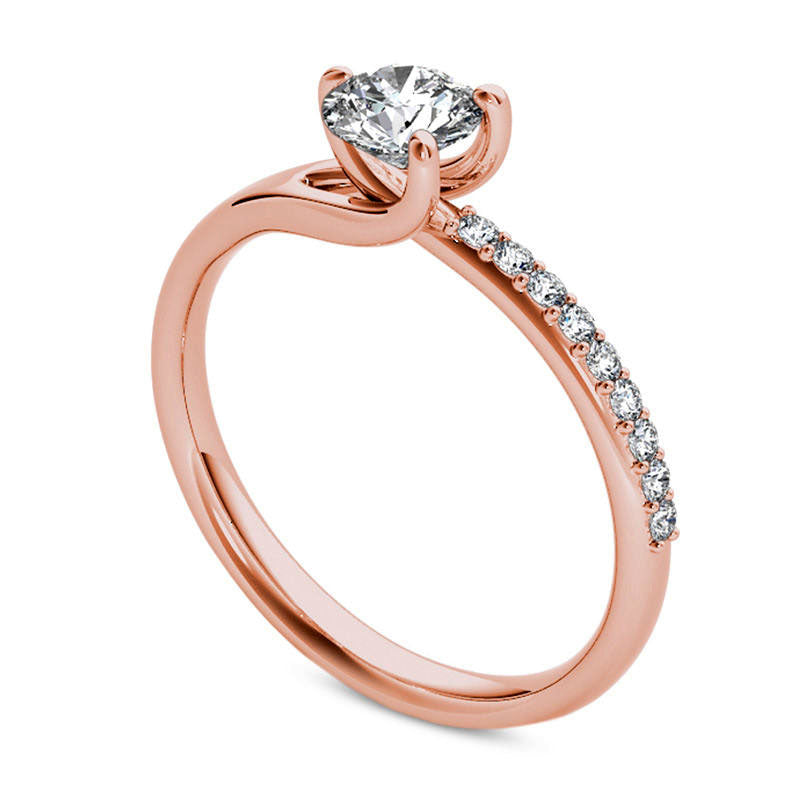 1.0 CT. T.W. Natural Diamond Bypass Engagement Ring in Solid 14K Rose Gold