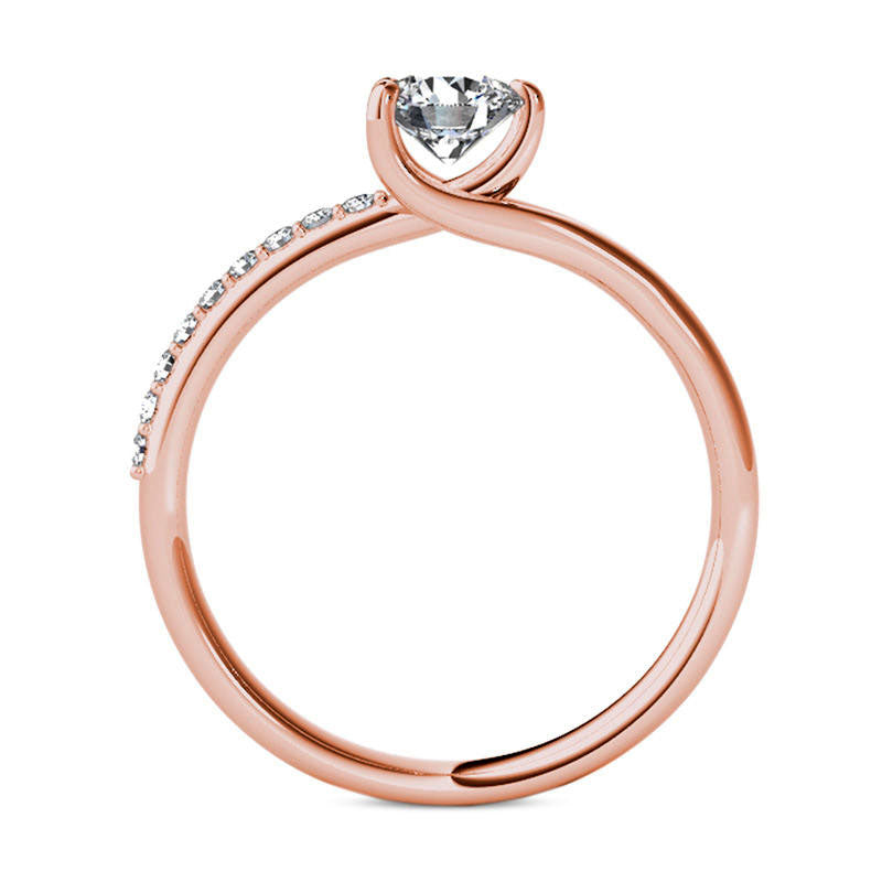 1.0 CT. T.W. Natural Diamond Bypass Engagement Ring in Solid 14K Rose Gold