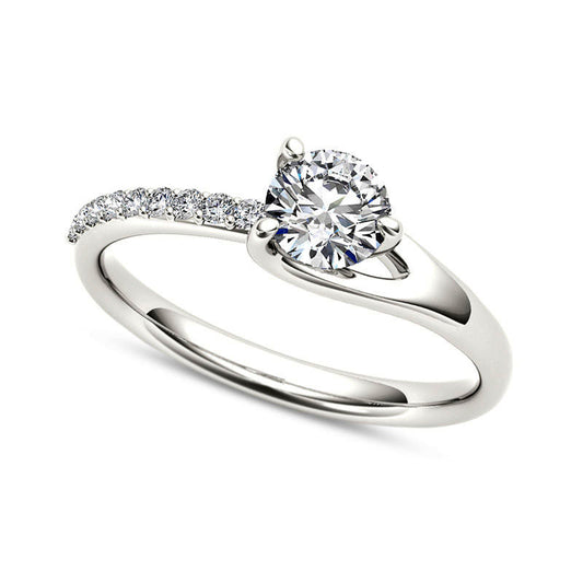 1.0 CT. T.W. Natural Diamond Bypass Engagement Ring in Solid 14K White Gold