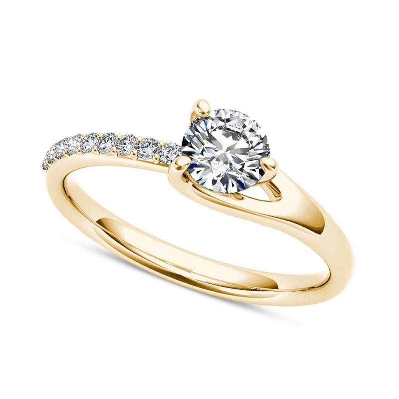 1.0 CT. T.W. Natural Diamond Bypass Engagement Ring in Solid 14K Gold