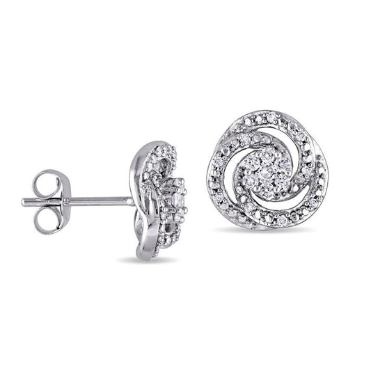 0.25 CT. T.W. Diamond Swirl Stud Earrings in 10K White Gold