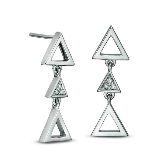 Diamond Accent Triple Triangle Drop Earrings in 10K White Gold