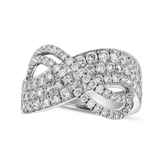 1.75 CT. T.W. Natural Diamond Crossover Ring in Solid 18K White Gold (H/I1)