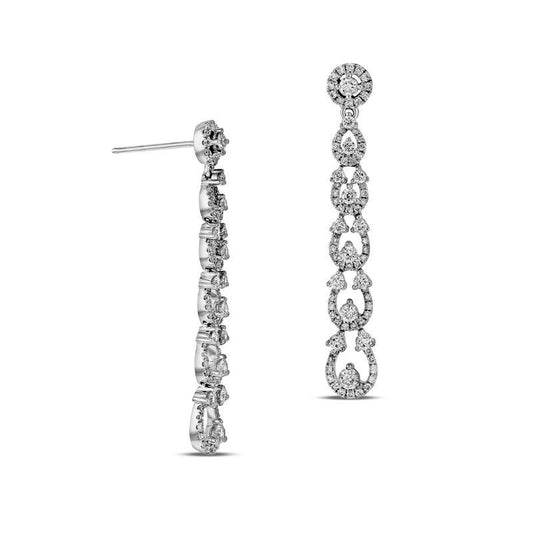 1.5 CT. T.W. Diamond Pear-Shaped Frame Drop Earrings in 18K White Gold (H/SI1)