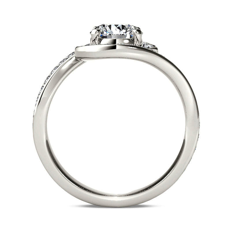 1.5 CT. T.W. Natural Diamond Frame Bypass Engagement Ring in Solid 14K White Gold