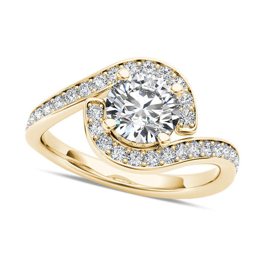 1.5 CT. T.W. Natural Diamond Bypass Engagement Ring in Solid 14K Gold