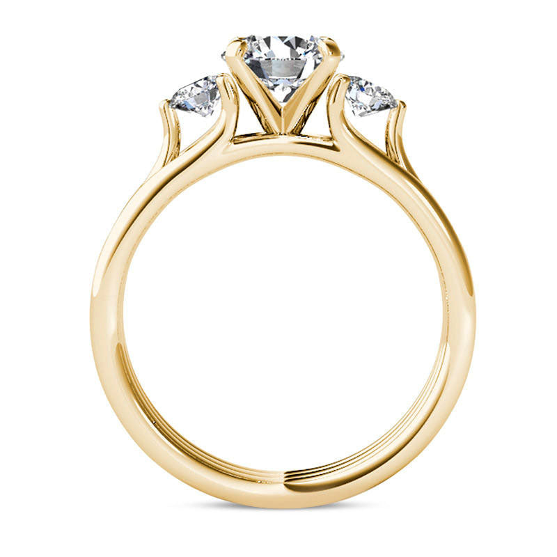 1.5 CT. T.W. Natural Diamond Three Stone Engagement Ring in Solid 14K Gold