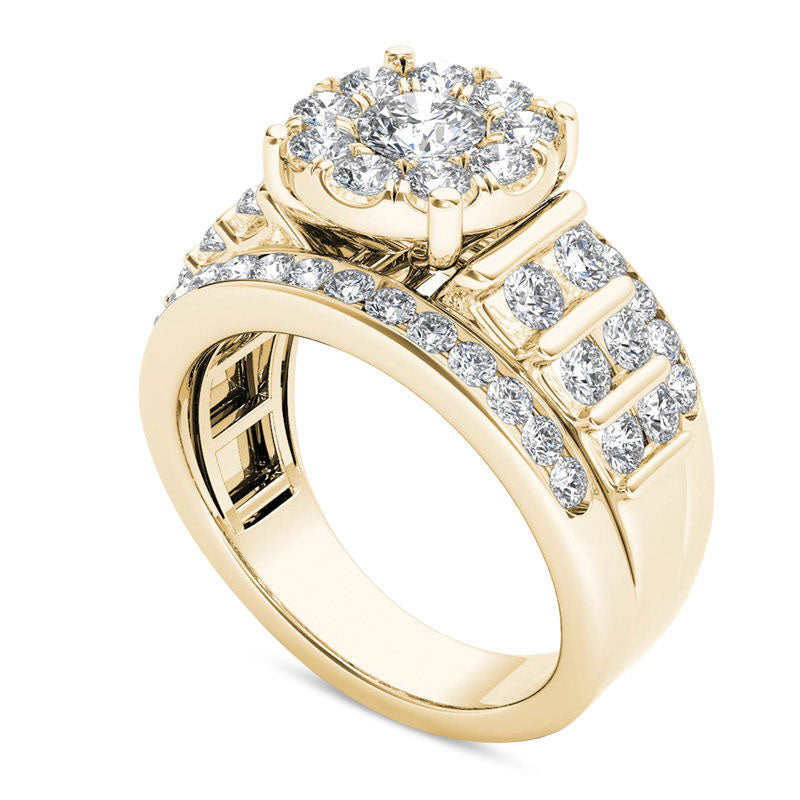 2.0 CT. T.W. Natural Diamond Frame Multi-Row Engagement Ring in Solid 14K Gold