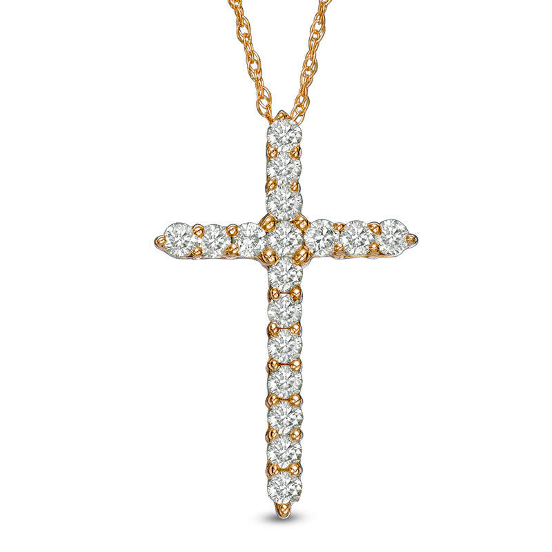 0.5 CT. T.W. Natural Diamond Cross Pendant in 14K Gold