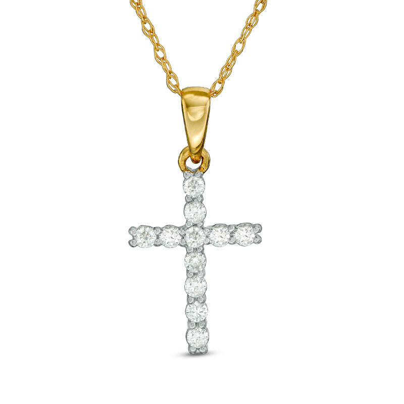 0.17 CT. T.W. Natural Diamond Cross Pendant in 14K Gold