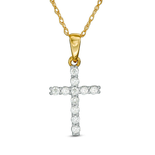 0.17 CT. T.W. Natural Diamond Cross Pendant in 14K Gold