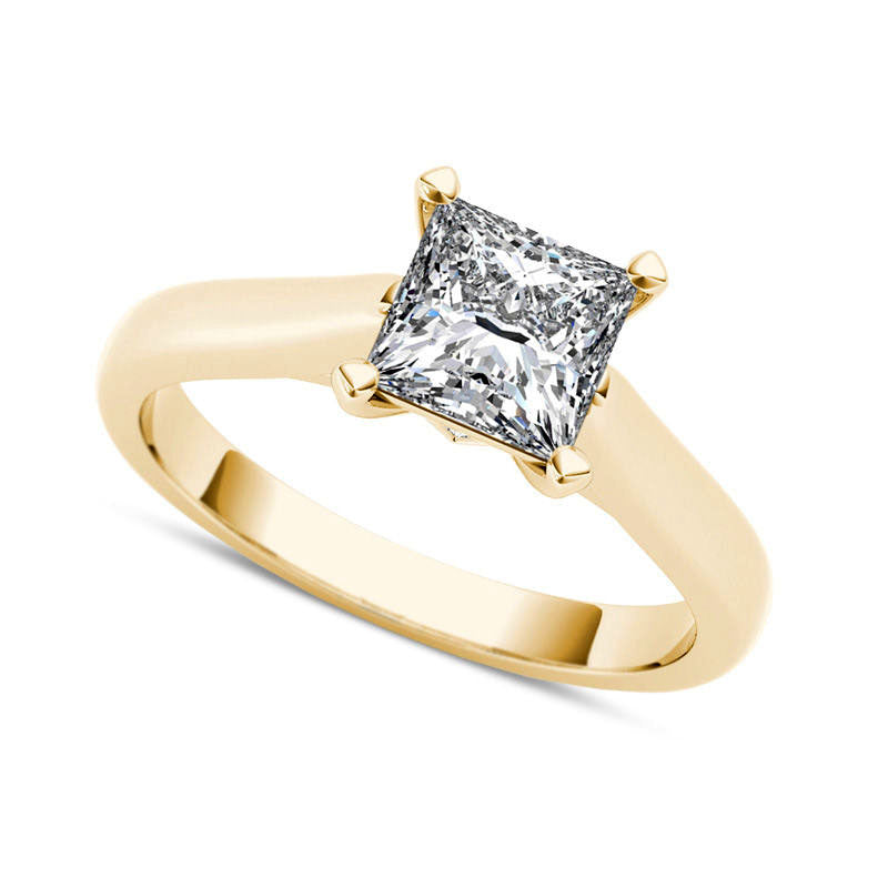 1.0 CT. T.W. Princess-Cut Natural Clarity Enhanced Diamond Solitaire Engagement Ring in Solid 14K Gold (I/I1)