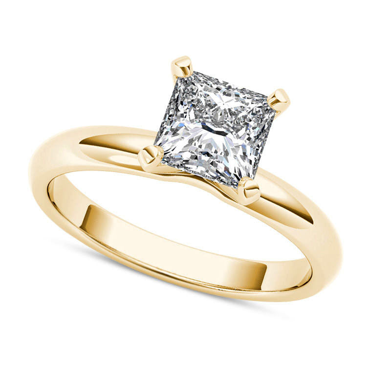 1.0 CT. Princess-Cut Natural Clarity Enhanced Diamond Solitaire Engagement Ring in Solid 14K Gold (I/I1)