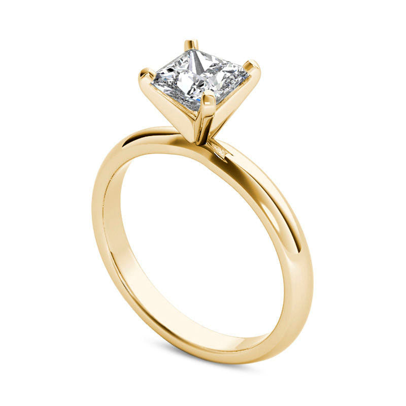 1.0 CT. Princess-Cut Natural Clarity Enhanced Diamond Solitaire Engagement Ring in Solid 14K Gold (I/I1)