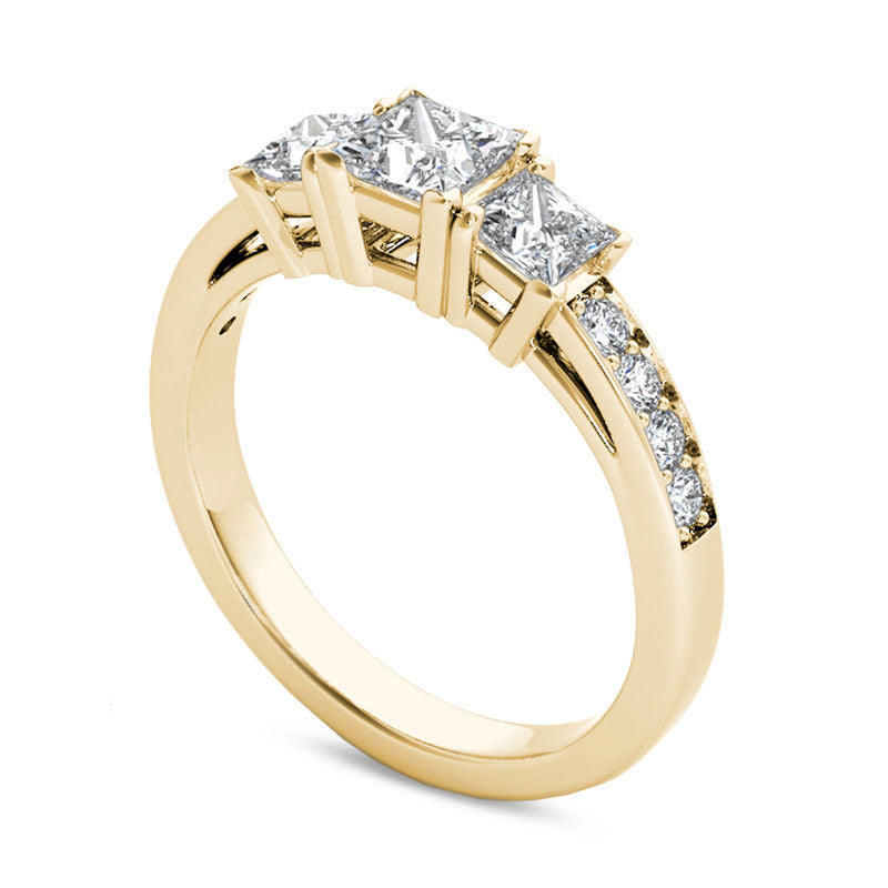 2.0 CT. T.W. Princess-Cut Natural Diamond Three Stone Engagement Ring in Solid 14K Gold