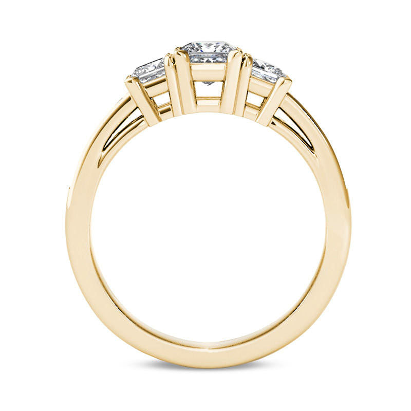 2.0 CT. T.W. Princess-Cut Natural Diamond Three Stone Engagement Ring in Solid 14K Gold