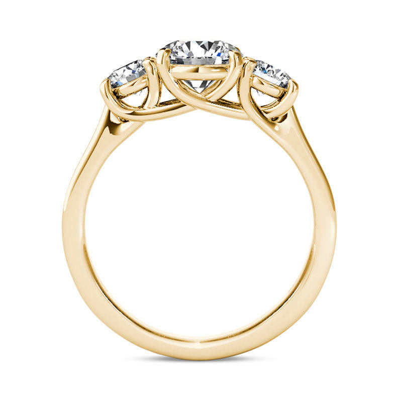 1.5 CT. T.W. Natural Diamond Three Stone Engagement Ring in Solid 14K Gold