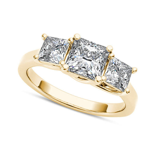 2.0 CT. T.W. Princess-Cut Natural Diamond Three Stone Engagement Ring in Solid 14K Gold