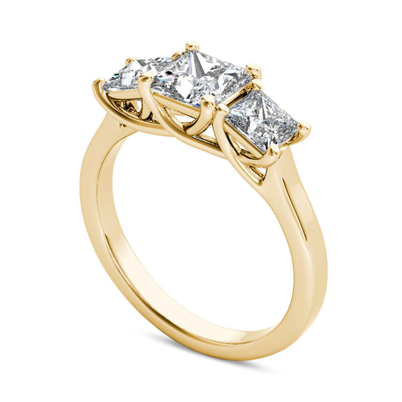 2.0 CT. T.W. Princess-Cut Natural Diamond Three Stone Engagement Ring in Solid 14K Gold