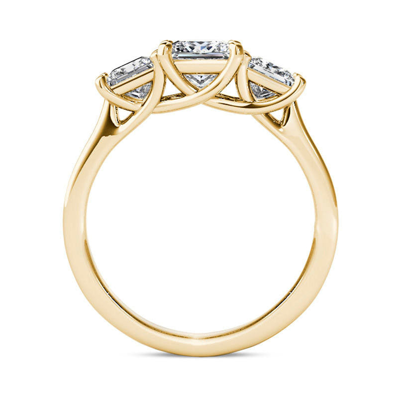 2.0 CT. T.W. Princess-Cut Natural Diamond Three Stone Engagement Ring in Solid 14K Gold