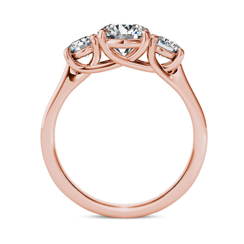 1.5 CT. T.W. Natural Diamond Three Stone Engagement Ring in Solid 14K Rose Gold