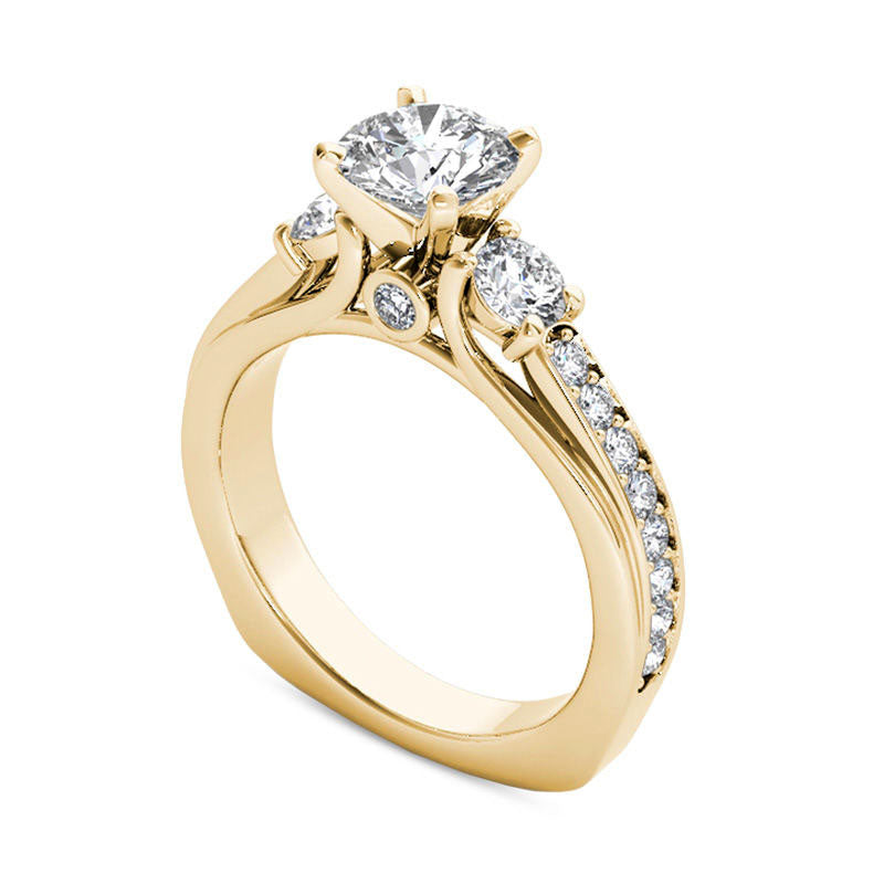 2.0 CT. T.W. Natural Diamond Three Stone Engagement Ring in Solid 14K Gold