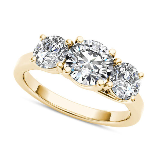 2.0 CT. T.W. Natural Diamond Three Stone Engagement Ring in Solid 14K Gold