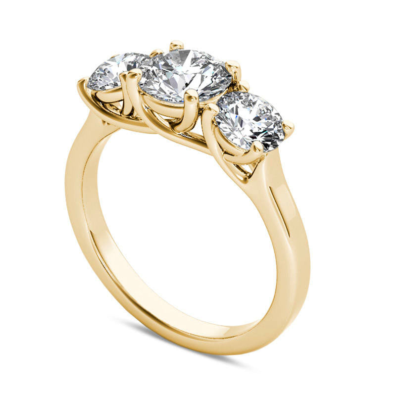 2.0 CT. T.W. Natural Diamond Three Stone Engagement Ring in Solid 14K Gold