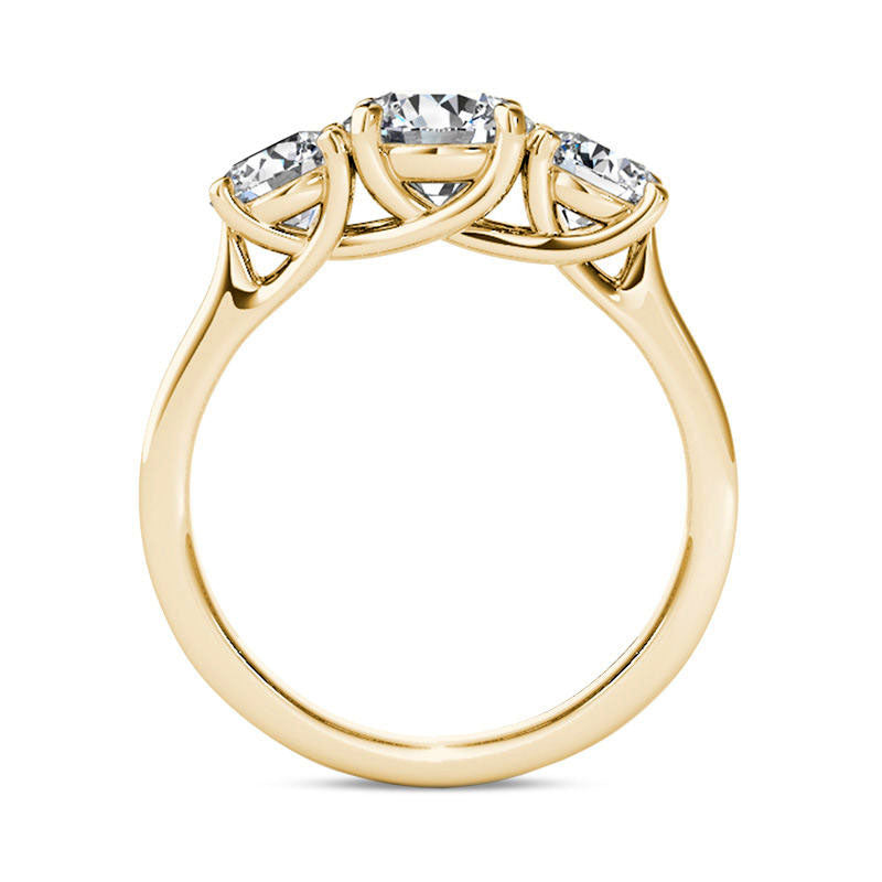 2.0 CT. T.W. Natural Diamond Three Stone Engagement Ring in Solid 14K Gold