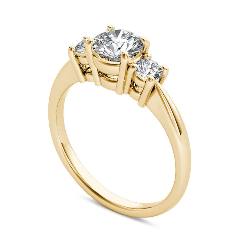 1.5 CT. T.W. Natural Diamond Three Stone Engagement Ring in Solid 14K Gold